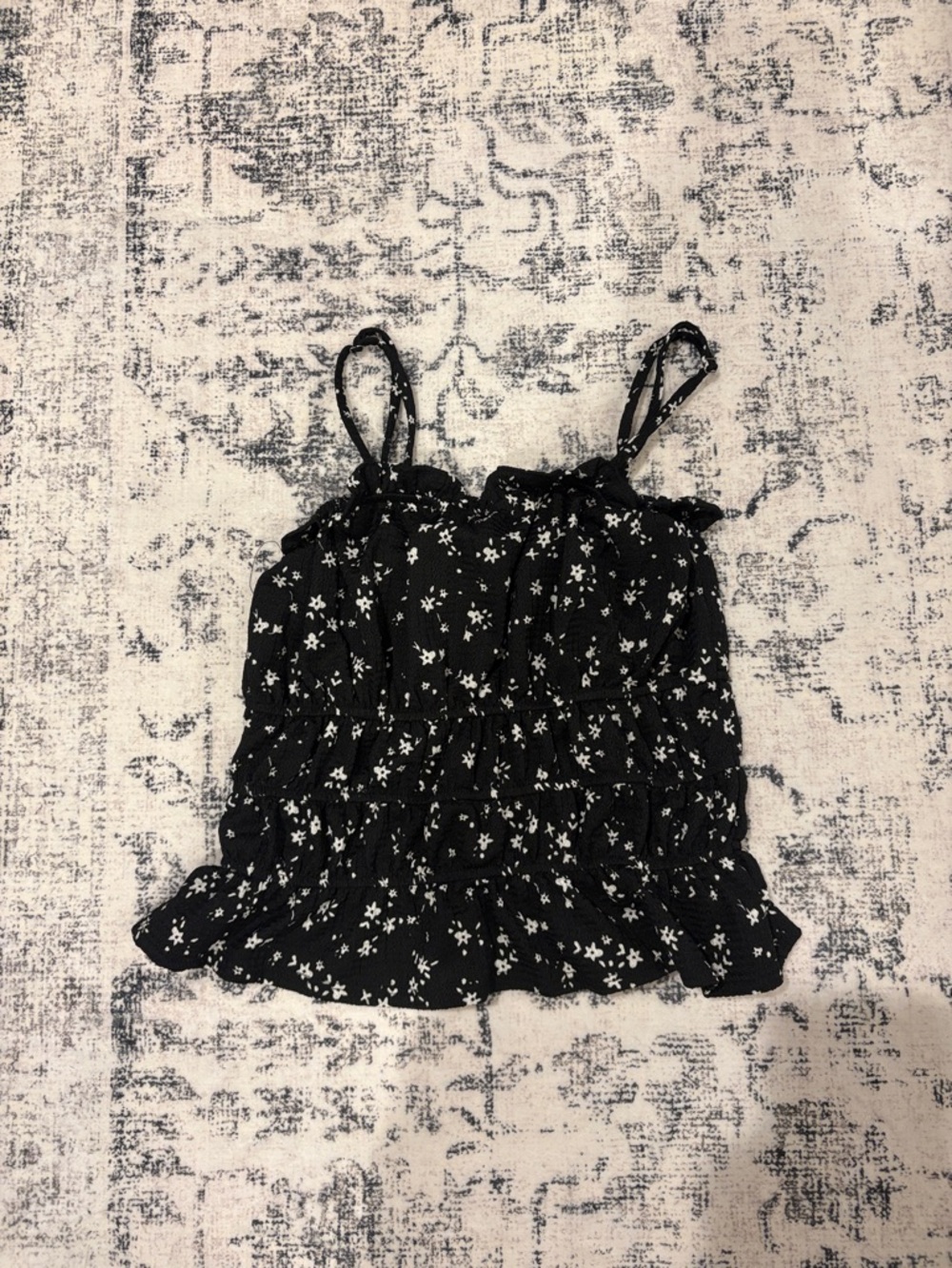 Women's Black Floral Smocked Cami Top